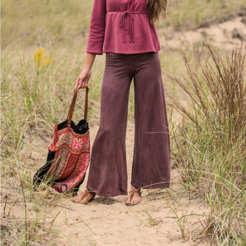 Bohemian Folk Wide Leg Pants (Sunflower)